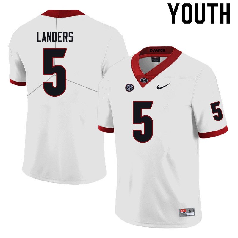 Georgia Bulldogs Youth Matt Landers #5 Black Stitched College UGA Football Jersey 23GI016KD